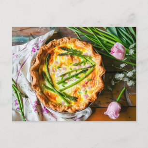 Cartão Postal De Festividades Asparagus Quiche com Queijo e Plantas