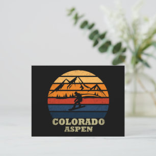 Cartão Postal De Festividades Aspen Colorado vintage snowboarder