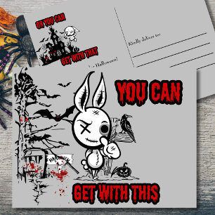 Cartão Postal De Festividades Assombrando Bunny Halloween