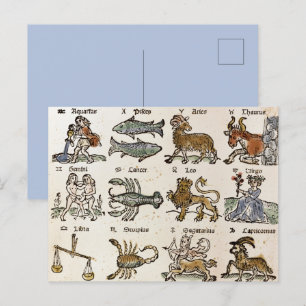 Cartão Postal De Festividades Astrologia Vintage - Sinais de Arte Zodiac