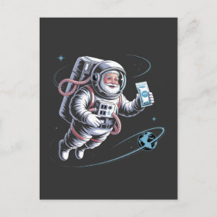 Cartão Postal De Festividades Astronauta papai noel com Spacesuit Natal Festivo