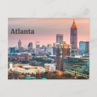 Cartão Postal De Festividades Atlanta, Georgia Linda Sunset City View