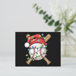 Cartão Postal De Festividades Atleta de beisebol de Natal Esportes do Papai Noel