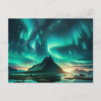 Cartão Postal De Festividades Aurora boreal 