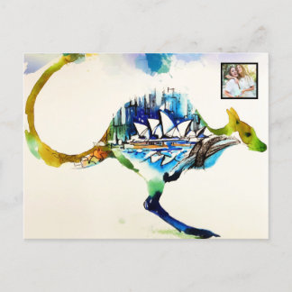 Cartão Postal De Festividades Austrália City Skyline Viagem Love Watercolor