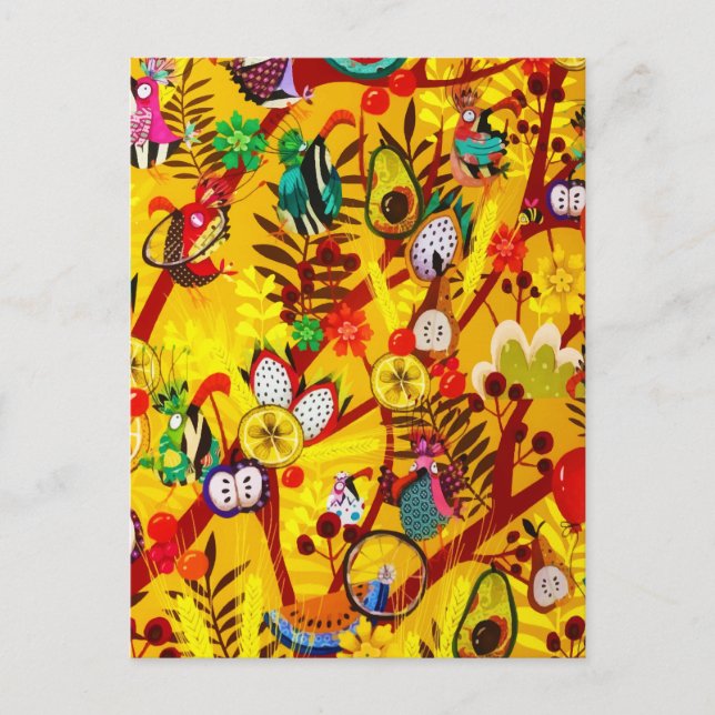 Cartão Postal De Festividades Autumn Botanic Flowers Paradise (Frente)