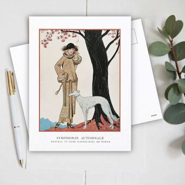 Cartão Postal De Festividades Autumn Symphony-Fashion, por G. Barbier (Criador carregado)