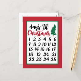 Cartão Postal De Festividades Avento festivo de Natal numerado