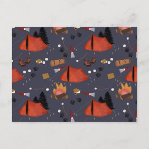 Cartão Postal De Festividades Aventura e Marshmallow de Acampamento de Fogo