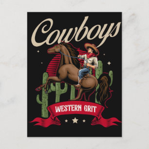 Cartão Postal De Festividades Aventuras Cowboy do Oeste Americano Desencadeadas