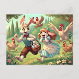 Cartão Postal De Festividades Aventuras De Coelhinhos Da Páscoa - A Chicken Exce