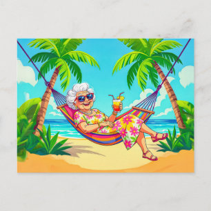 Cartão Postal De Festividades Avó na Rede com Ilustração de Coquetel