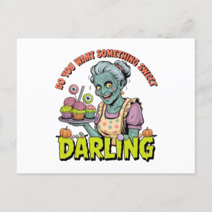 Cartão Postal De Festividades Avó Zombie - Querido de Halloween doce