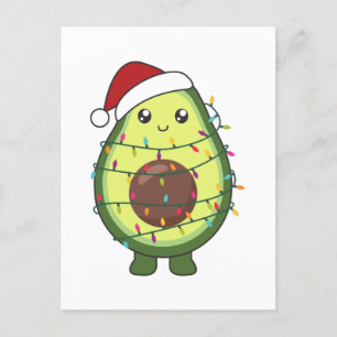 Cartão Postal De Festividades Avocado Christmas Lights Funny Avocados