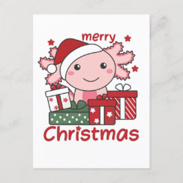 Cartão Postal De Festividades Axolotl Christmas Gift Winter Animals Axolotl