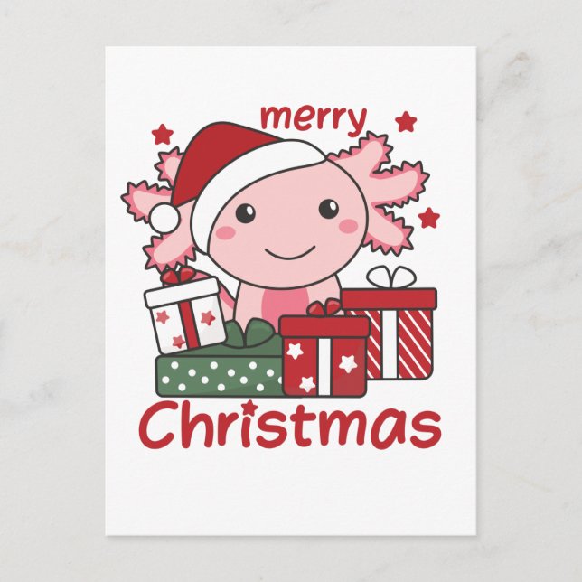 Cartão Postal De Festividades Axolotl Christmas Gift Winter Animals Axolotl (Frente)