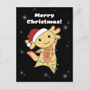 Cartão Postal De Festividades Axolotl Feliz Natal Animais de Inverno Axolotls