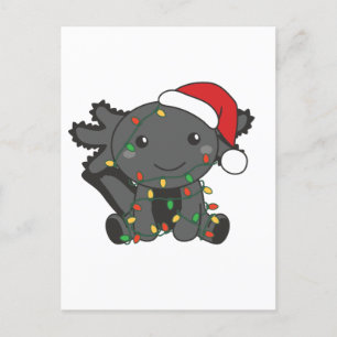Cartão Postal De Festividades Axolotl Natal Animais de inverno Axolotls