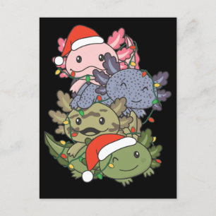 Cartão Postal De Festividades Axolotl Natal Árvore Animais de Natal Axolots