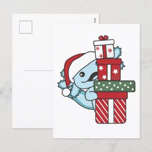 Cartão Postal De Festividades Axolotl Natal Gift Animais de inverno Axolotl Holi