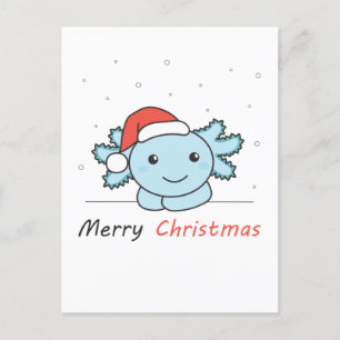 Cartão Postal De Festividades Axolotl Natal Neve Animais de Inverno Axolotls