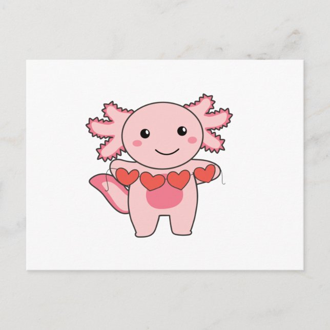 Cartão Postal De Festividades Axolotl Para Animais Dias de os namorados Cujos (Frente)