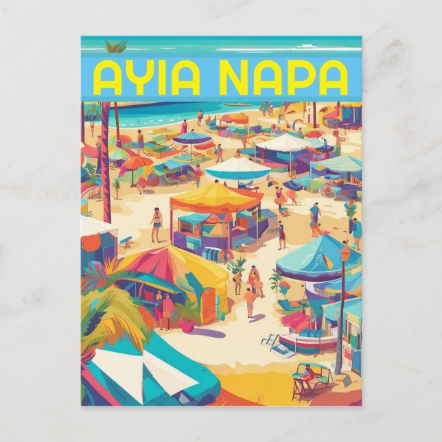 Cartão Postal De Festividades Ayia Napa Chipre — estância turística (Frente)