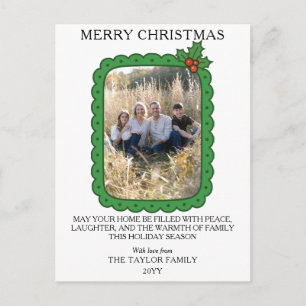 Cartão Postal De Festividades Azevinho Desenhado à Mão com Recorte de Natal Foto