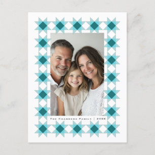 Cartão Postal De Festividades Azul Aqua Azul-Quadro de Estrela Nórdica