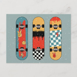 Cartão Postal De Festividades Azul-skate retroativo Legal