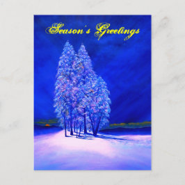 Cartão Postal De Festividades Azul Spruce Trees