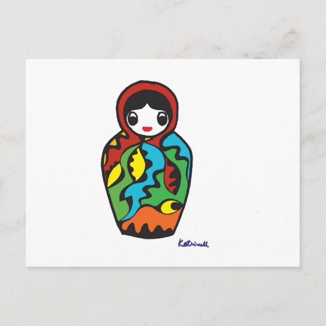 Cartão Postal De Festividades Babushka - Matryoshka (Frente)
