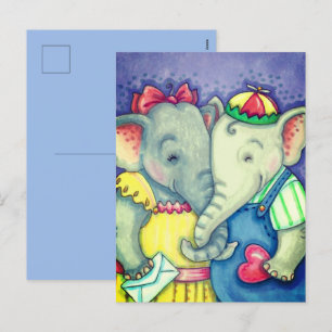 CARTÃO POSTAL DE FESTIVIDADES BABY ELEFANTS PRIMEIRO AMOR, AMIGOS DO PACHYDERM.
