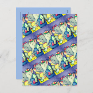 CARTÃO POSTAL DE FESTIVIDADES BABY ELEFANTS PRIMEIRO AMOR, AMIGOS DO PACHYDERM.