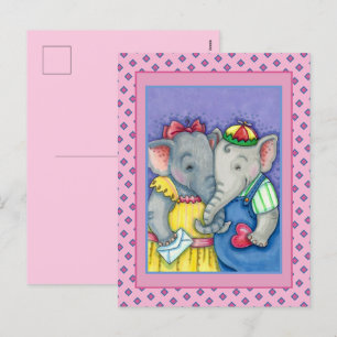 CARTÃO POSTAL DE FESTIVIDADES BABY ELEFANTS PRIMEIRO AMOR, AMIGOS DO PACHYDERM.