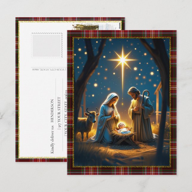 Cartão Postal De Festividades Baby Jesus Nativity Scene Photo Merry Christmas  (Frente/Verso)