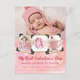 Cartão Postal De Festividades Baby My First Day Blush Pink Photos