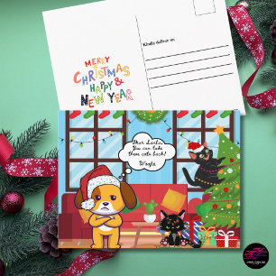Cartão Postal De Festividades Bah Hum Dog Natal Divertido