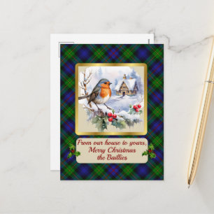 Cartão Postal De Festividades Baillie Crest & Tartan w/Robin Personalizado
