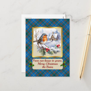 Cartão Postal De Festividades Bain Crest & Tartan w/Robin Personalizado
