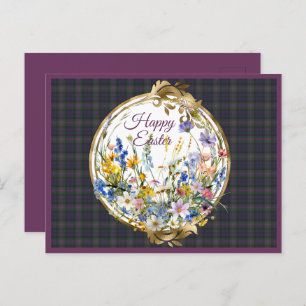 Cartão Postal De Festividades Baird Weathered Scottish Tartan Páscoa Floral