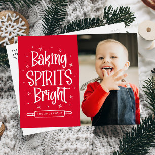 Cartão Postal De Festividades Baking Spirits Foto Vermelha Brilhante