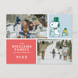 Cartão Postal De Festividades Balas de Hortelã com Chapéu do Snoopy