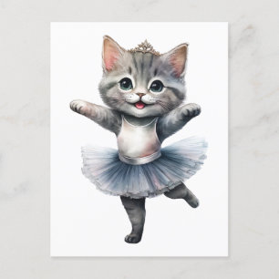 Cartão Postal De Festividades Balé de bailarina de cinza