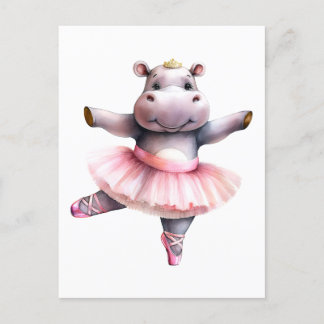 Cartão Postal De Festividades Balé de dança de bailarina de hipopótamo