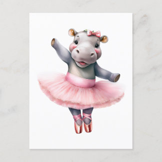 Cartão Postal De Festividades Balé de dança de bailarina de hipopótamo