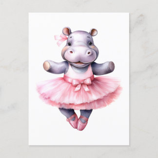 Cartão Postal De Festividades Balé de dança de bailarina de hipopótamo