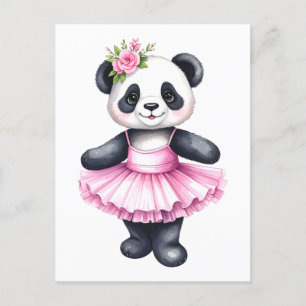 Cartão Postal De Festividades Balé de dança de bailarina de panda bonito