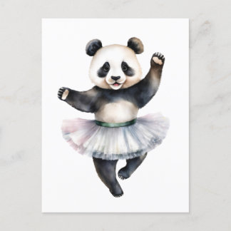 Cartão Postal De Festividades Balé de dança de bailarina de panda bonito