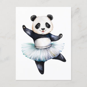 Cartão Postal De Festividades Balé de dança de bailarina de panda bonito